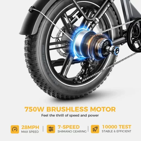 foldable adult electric bike, 48v 14.4ah removable battery, 20 inch x 4.0 fat tires, electric commuter bike for women and men