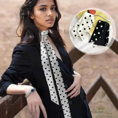 1pc fashion ribbon polka dot scarf printed thin scarf headband korean style neckerchief long scarves wedding
