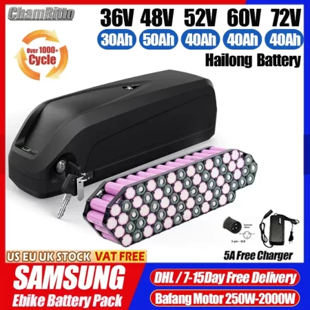 hailong batterie60v 72v 20 24ah 40 50ah 60ah velo electrique ebike bateria 36v 48v 52v 30ah cham rider akumulator 2000w battery