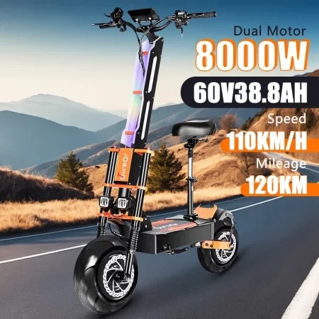 2024 x8 pro 8000w 60v 38ah dual motor foldable electric scooter for adults 14 inch tires top speed 110km/h range 120km
