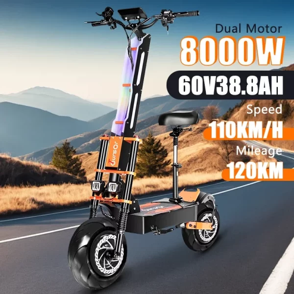 2024 x8 pro 8000w 60v 38ah dual motor foldable electric scooter for adults 14 inch tires top speed 110km/h range 120km