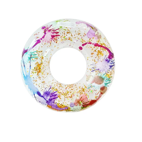 1 pce gold sequin inflatable swimming ring for water sports and water training, multiple sizes available swimming pool lifebuoy