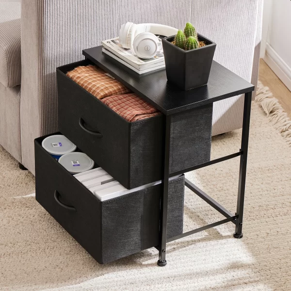 jhk nightstand bedside coffee sofa tea table storage closet chest clothes display for bedroom 2 fabric drawers cabinet furniture