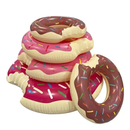 1pc inflatable donut swimming ring pvc pool float swim circle pool party fun water rest floating accessories
