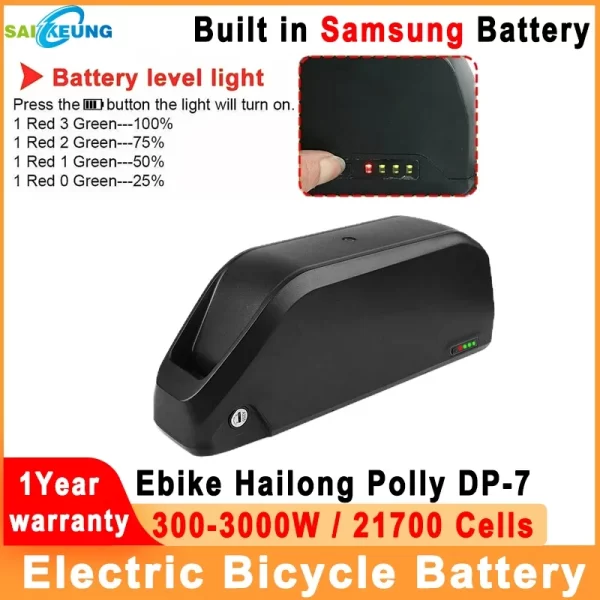 electric bike down tube 36 48v 52 60v 72v hailong polly dp7 21700 lithium battery 25ah 30 40ah 50 60ah bafang 300w 3000w battery