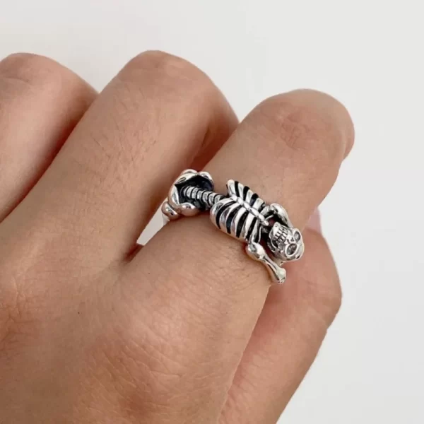 xiyanike vintage thai silver skull skeleton cuff finger rings for men women punk fashion new jewelry gift party anillos mujer