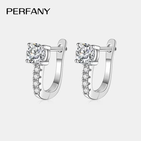 perfany 0.5ct moissanite hoop earrings women's 100% pure silver shiny laboratory diamond fashion wedding high end jewelry