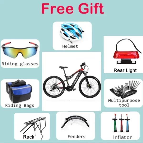 randride yg90 electric bike1000w 48v17ah 21 speed 27*2.4 in tire all terrain off road full suspension oil brake electric bicycle