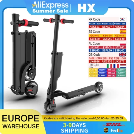 hx x6 electric scooter foldable 350w 25km/h electric scooters 7.5ah 36v e scooter 5.5 inch escooter for adults