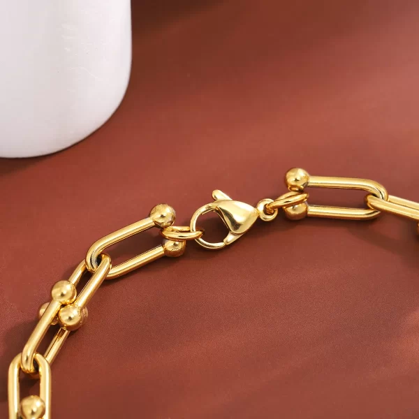 fashion charm u shaped bracelet for women men stainless steel 18k gold plated chain unisex jewelry gift daily wear