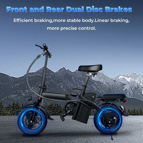 lelekuai 500w adult electric bike, 20 mph, 48v 12ah removable battery, 14 inch folding electric bike, multi shock absorption