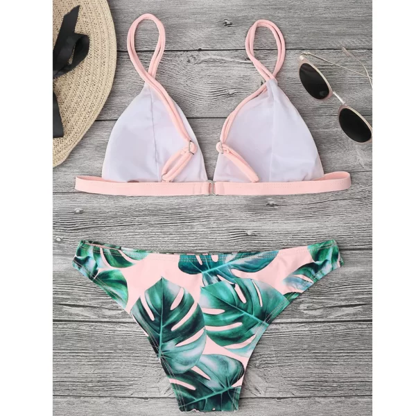 leaves print bikinis set for women swimwear 2024 padded push up beachwear bather bathing set beachwear summer bikini set femme