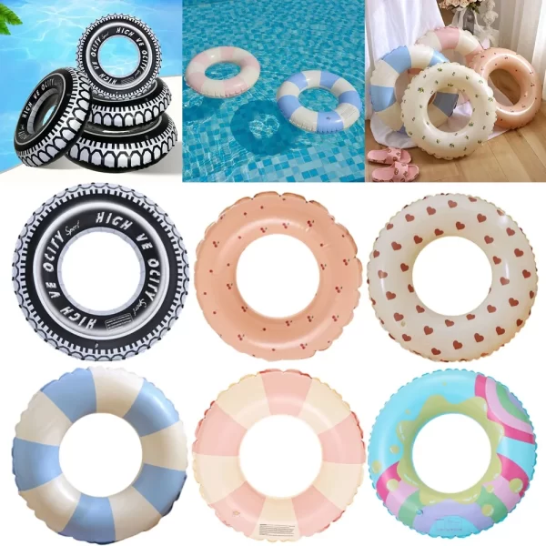 tire pattern blow up swim tube leakproof inflatable swim ring swimming rings floaties thickened pool rings for kids adults