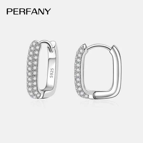 perfany 0.42ct all moissanite hoop earrings women's 100% pure silver laboratory diamond square earrings fashion wedding jewelry