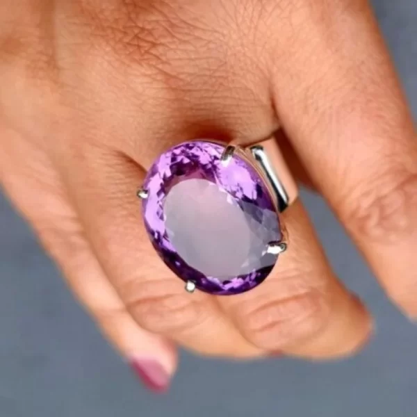 luxury fashion oval purple color set zirconia geometric ring for women delicate daily holiday party jewelry gifts