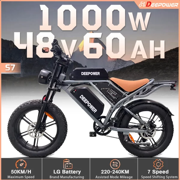 deepower s7 off road electric bike for 1000w motor adults mountain ebike with 48v 60ah lg battery all terrain motorcycle style