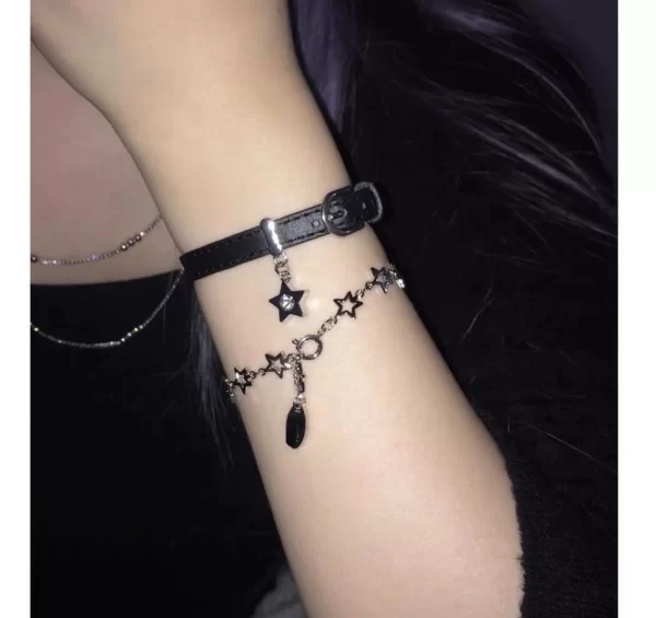 harajuku sweet girls star charms bracelets cute punk cool pentagram bangles bracelet for women party club korean fashion jewelry