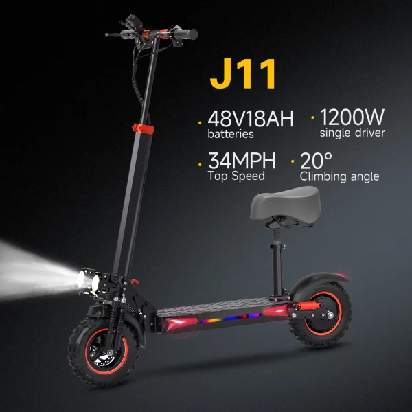 intelligent braking 48v1200w motor 18ah double disc brake electric scooter large tires with brake lights adult electric scooter