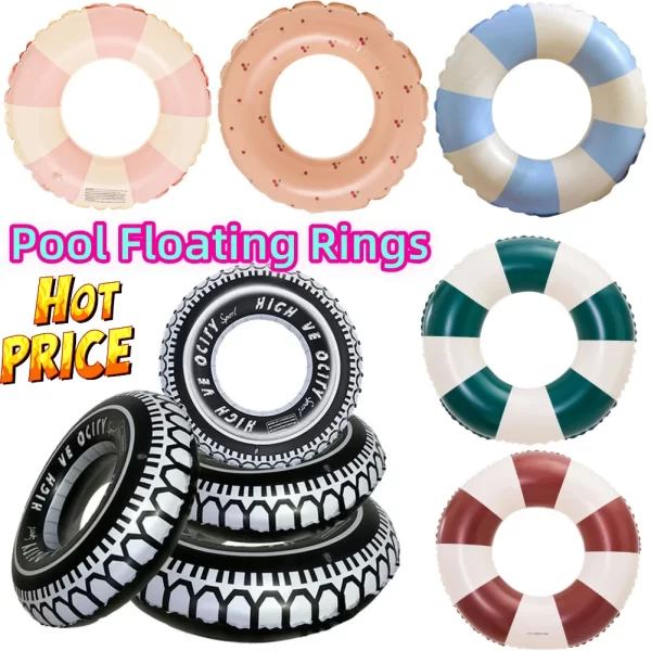tire pattern blow up swim tube leakproof inflatable swim ring for kids adults water play thickened floaties swimming circle