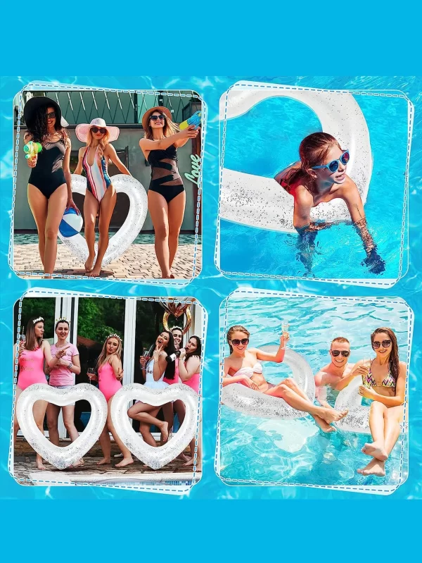 sweet love swim ring 90cm inflatable pvc adult swimming pool float for women beach party transparent love shape