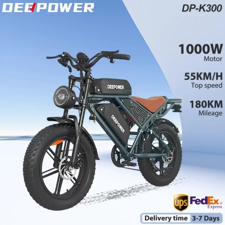 deepower electric bike qs7 1000w 48v 60ah 20 inch fat tire ebike for adults mountain off road dual batteries electric bicycle