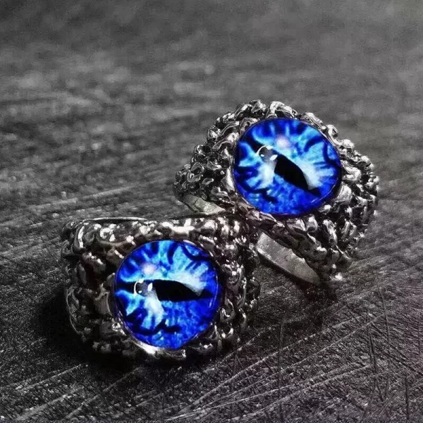 fashion creative evil dragon eye rings for personality male punk colors ring jewelry men's bar night club accessories gifts