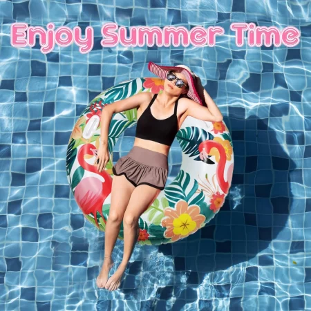 1 pc flamingo print swimming hoop underarm hoop inflatable floating hoop pvc thickened swimming hoop, suitable for pool beach