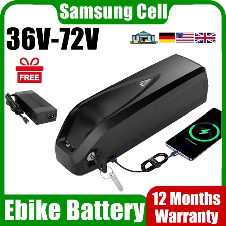 original electric bike battery 36v 48v 52v 72v 30ah down tube ebike battery with 40a bms for 750w 1500w 2000w bbs02 bbs03 bbshd