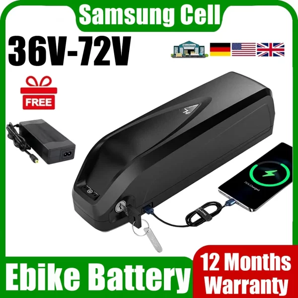 original electric bike battery 36v 48v 52v 72v 30ah down tube ebike battery with 40a bms for 750w 1500w 2000w bbs02 bbs03 bbshd