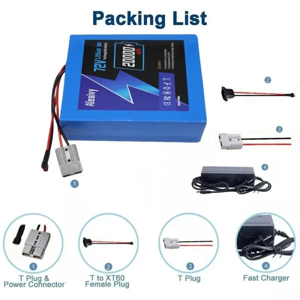 aleaviy 72v 20ah electric bike lithium battery pack 20000mah li ion ebike battery for bicycle scooter motorcycle with charger