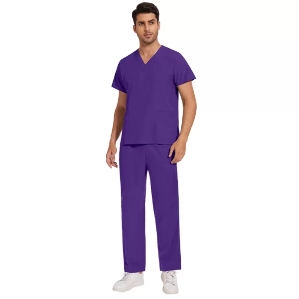 unisex v neck scrubs top solid color quick dry lightweight dental clinic uniform hand wash surgical workwear basic tee shirt