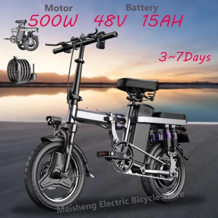 ebike f12 500w 48v 15ah folding electric bike/14 inch fat tire electric bike/moped with pedal drop for transport ebike