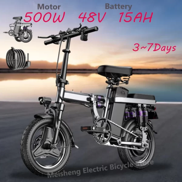 ebike f12 500w 48v 15ah folding electric bike/14 inch fat tire electric bike/moped with pedal drop for transport ebike