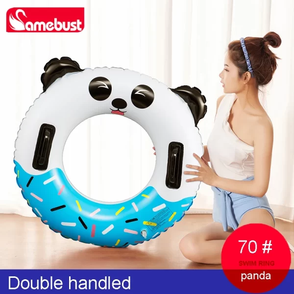 camebust thickeneded swimming ring panda swimming ring adult inflatable lifebuoy beginner swimming ring with double handles