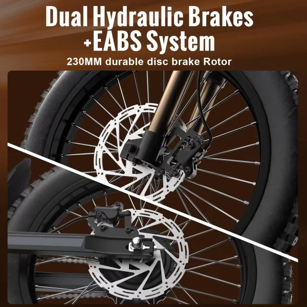 ebike gt73 2000w electric dirtbike 25” tires 36.4ah dual battery ebike max 37 mph dual hydraulic brakes suspension