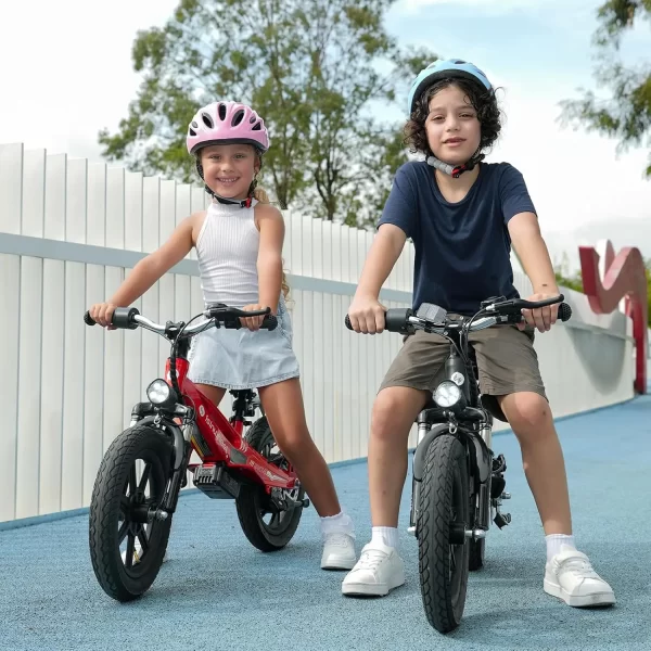 isinwheel 2 in 1 electric bike for kids ages 2 6, 250w/150w electric balance bike w/ swappable battery, 14 inch inflatable tire