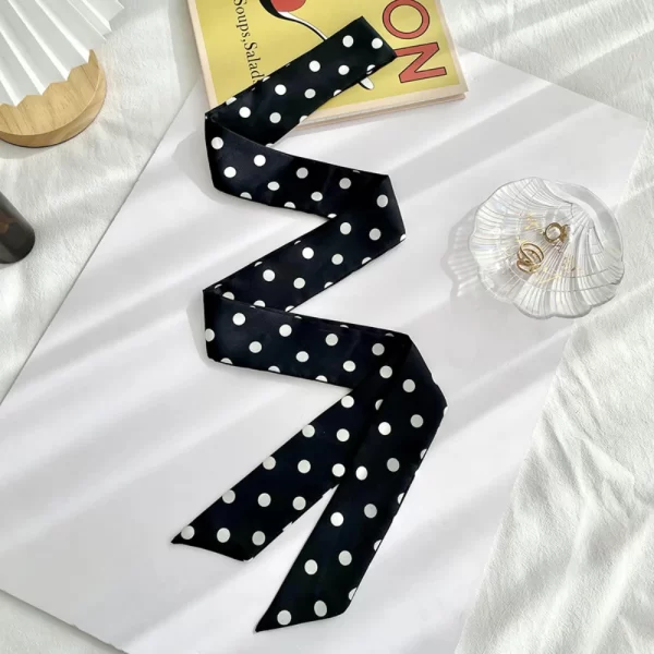 1pc fashion ribbon polka dot scarf printed thin scarf headband korean style neckerchief long scarves wedding