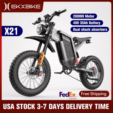 ekx x21 adults electric bike 2000w 48v35ah 55km/h samsung battery snow electric motorcycles 20“*4.0 off road tyre mountain ebike