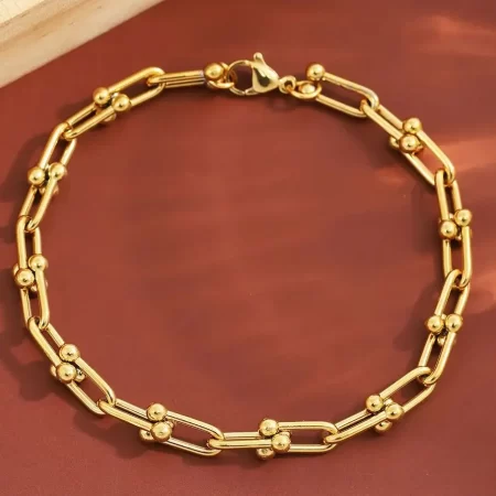 fashion charm u shaped bracelet for women men stainless steel 18k gold plated chain unisex jewelry gift daily wear
