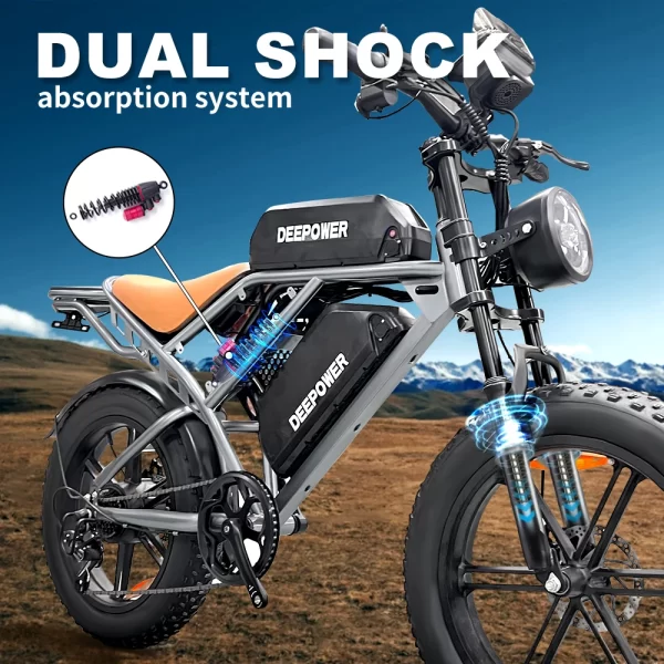 deepower electric bike qs7 1000w 48v 60ah 20 inch fat tire ebike for adults mountain off road dual batteries electric bicycle