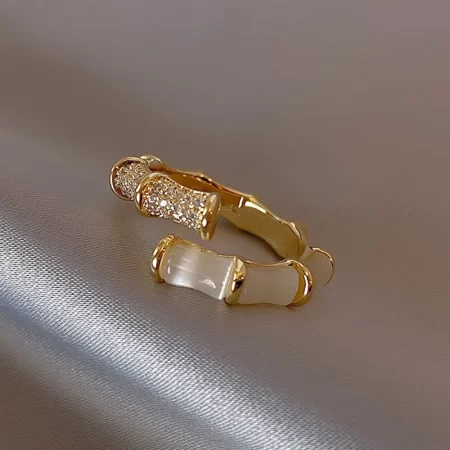 opals bamboo shape gold colour adjustable rings korean fashion jewelry party luxury accessory for woman‘s gift 2023 new design