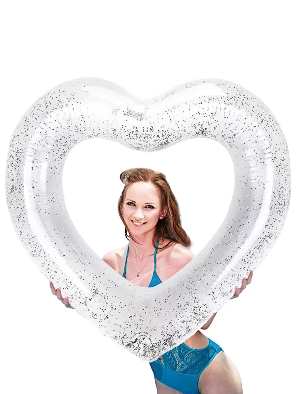 sweet love swim ring 90cm inflatable pvc adult swimming pool float for women beach party transparent love shape