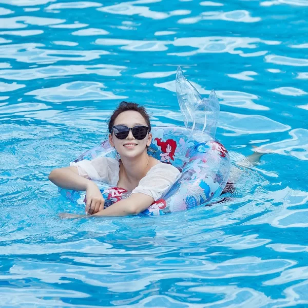 rooxin inflatable swimming ring mermaid with backrest pool floaters for adult teens water play tube swimming mattress pool toys