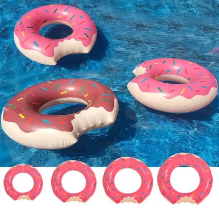 1pc inflatable donut swimming ring pvc pool float swim circle pool party fun water rest floating accessories