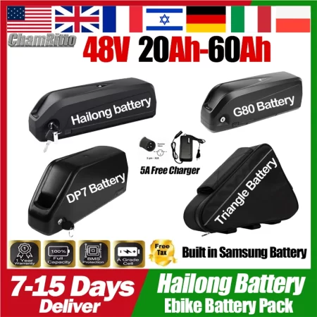 48v 20 24 30 40ah 50ah 60ah hailong triangle battery electric bike scooter down tube 21700 48v 1000w 2000w 3000w lithium battery
