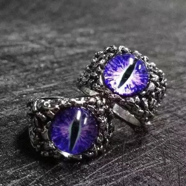 fashion creative evil dragon eye rings for personality male punk colors ring jewelry men's bar night club accessories gifts