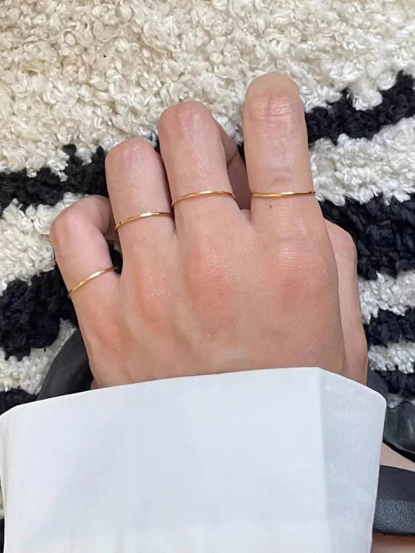 ghidbk 0.5mm extremely thin stainless steel anti tarnish rings for women fashion simple 18k pvd gold plated ring office style