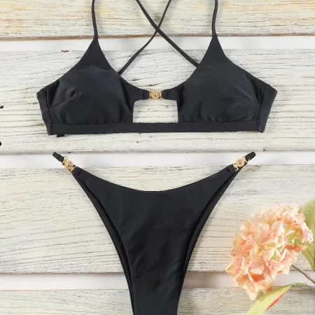 low waist bikinis solid bathsuit for women sexy swimsuit 2025 swimwear push up beachwear cut out bathing suits