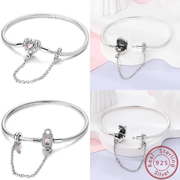 hot sales 925 sterling silver bracelets forever love butterfly heart bracelet fit diy charms beads fashion women jewelry 17 20cm