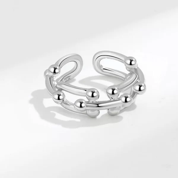 foxanry minimalist silver color engagement rings for women new fashion creative hollow geometric party jewelry gifts